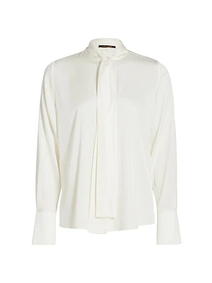 Leni Stretch Silk Tieneck Blouse