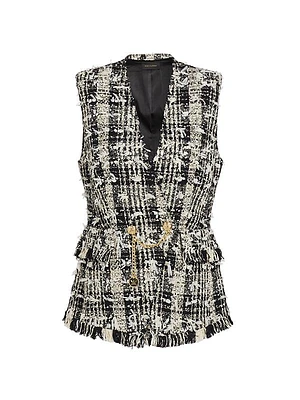Danni Plaid Tweed Fitted Vest