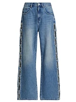 Pearly Side Cut-Out High-Rise Wide-Leg Jeans