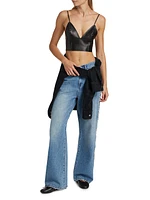 Pearly Side Cut-Out High-Rise Wide-Leg Jeans