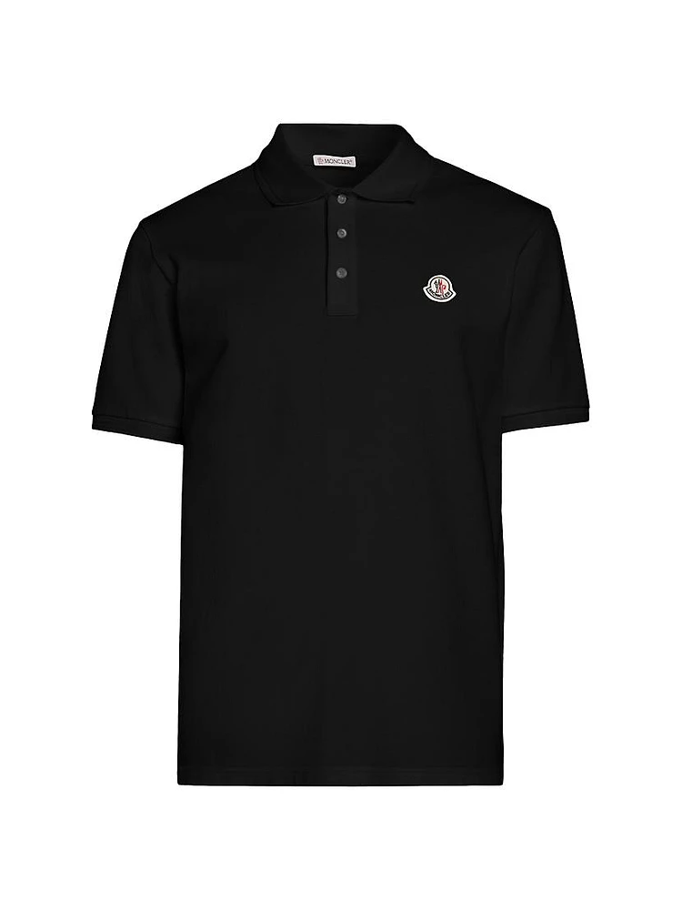 Short Sleeve Logo Patch Cotton Pique Polo Shirt