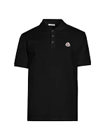 Short Sleeve Logo Patch Cotton Pique Polo Shirt