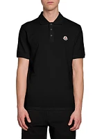 Short Sleeve Logo Patch Cotton Pique Polo Shirt