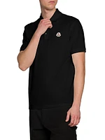 Short Sleeve Logo Patch Cotton Pique Polo Shirt