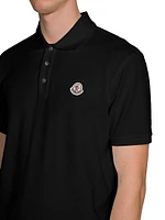 Short Sleeve Logo Patch Cotton Pique Polo Shirt