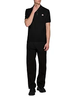 Short Sleeve Logo Patch Cotton Pique Polo Shirt