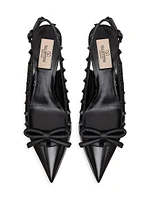 Rockstud Bow Slingback Pumps Patent Leather 60MM