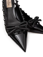 Rockstud Bow Slingback Pumps Patent Leather 60MM