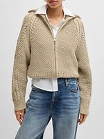 Structured Cardigan Mercerized Cotton and Wool