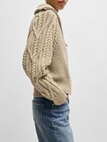 Structured Cardigan Mercerized Cotton and Wool