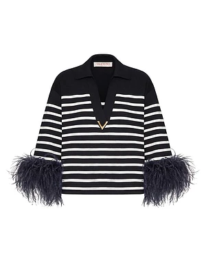 Cotton Sweater with Feathers