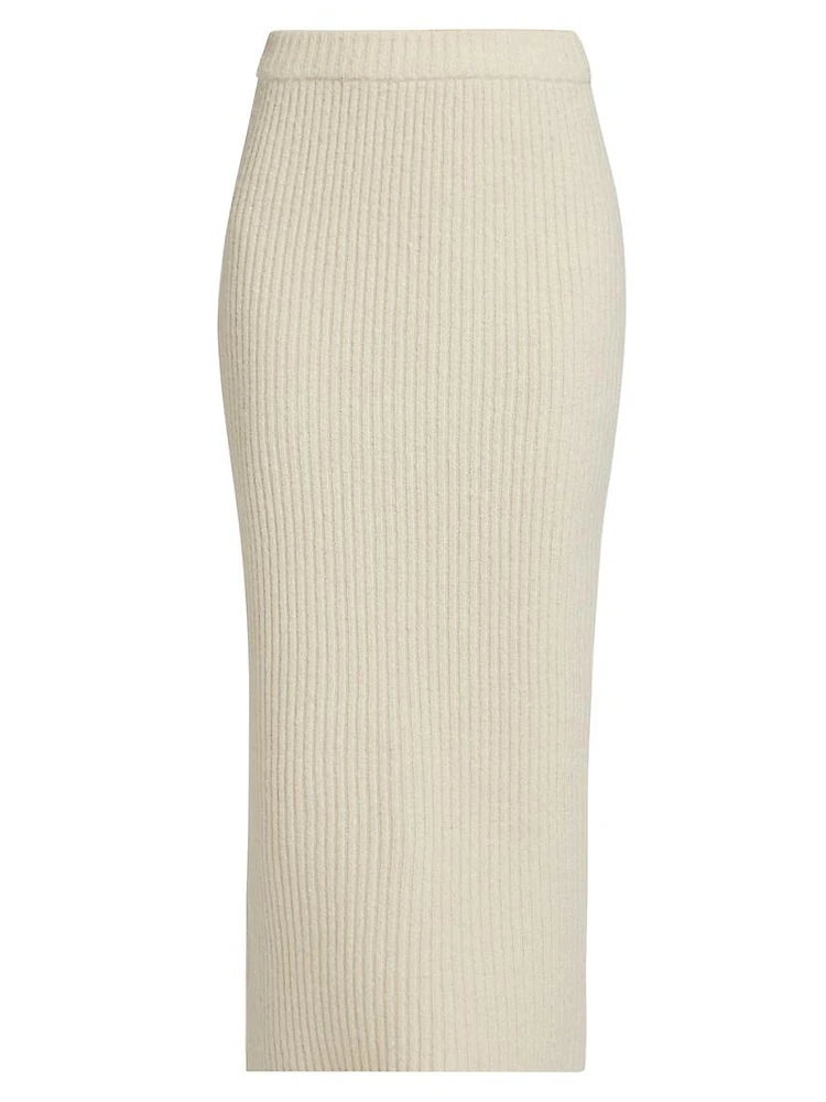 Rib-Knit Wool-Cashmere Maxi Skirt