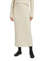 Rib-Knit Wool-Cashmere Maxi Skirt