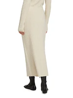 Rib-Knit Wool-Cashmere Maxi Skirt