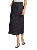 Denim High-Rise Midi-Skirt