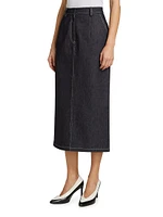 Denim High-Rise Midi-Skirt