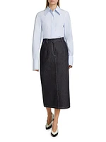 Denim High-Rise Midi-Skirt