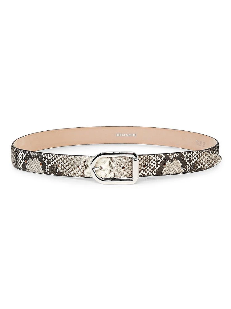 Mija Snake-Embossed Leather Belt