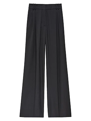 Pleated Wool Twill Trousers