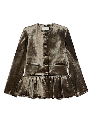 Shiny Velvet Peplum Jacket