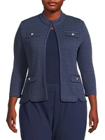 Plus Braided Pointelle-Knit Jacket