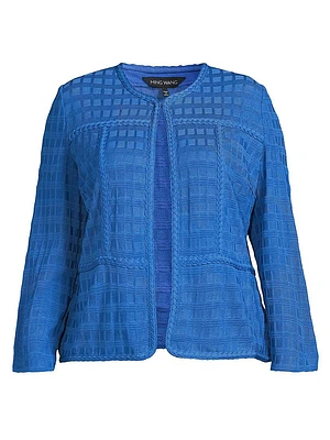 Plus Braided Textured Knit Jacket