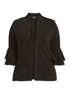 Shimmer Flounce-Sleeve Jacket