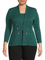 Plus Knit V-Neck Jacket