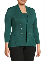 Plus Knit V-Neck Jacket