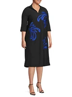 Embroidered Twill Shift Dress