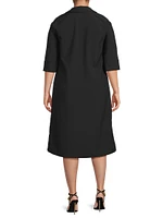 Embroidered Twill Shift Dress