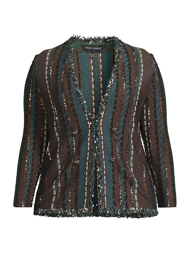 Plus Tweed Long-Sleeve Jacket