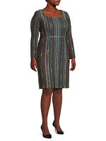 Plus Tweed Long-Sleeve Dress