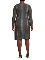 Plus Tweed Long-Sleeve Dress