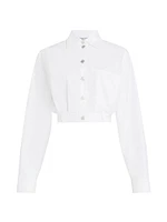 Poplin Button-Up Crop Blouse