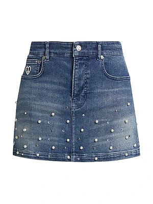 Embellished Denim Miniskirt