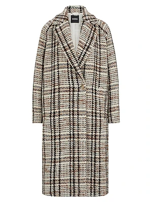 Oversize-Fit Coat Checked Fabric with Wool