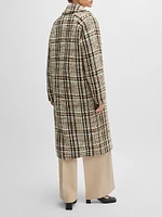 Oversize-Fit Coat Checked Fabric with Wool