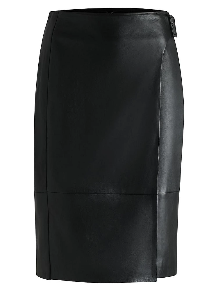 Leather Skirt with Strap Detail