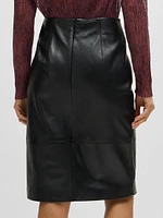 Leather Skirt with Strap Detail