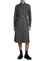 Flannel Shirt Dress with Removable Belt