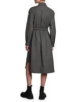 Flannel Shirt Dress with Removable Belt