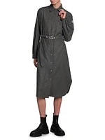 Flannel Shirt Dress with Removable Belt