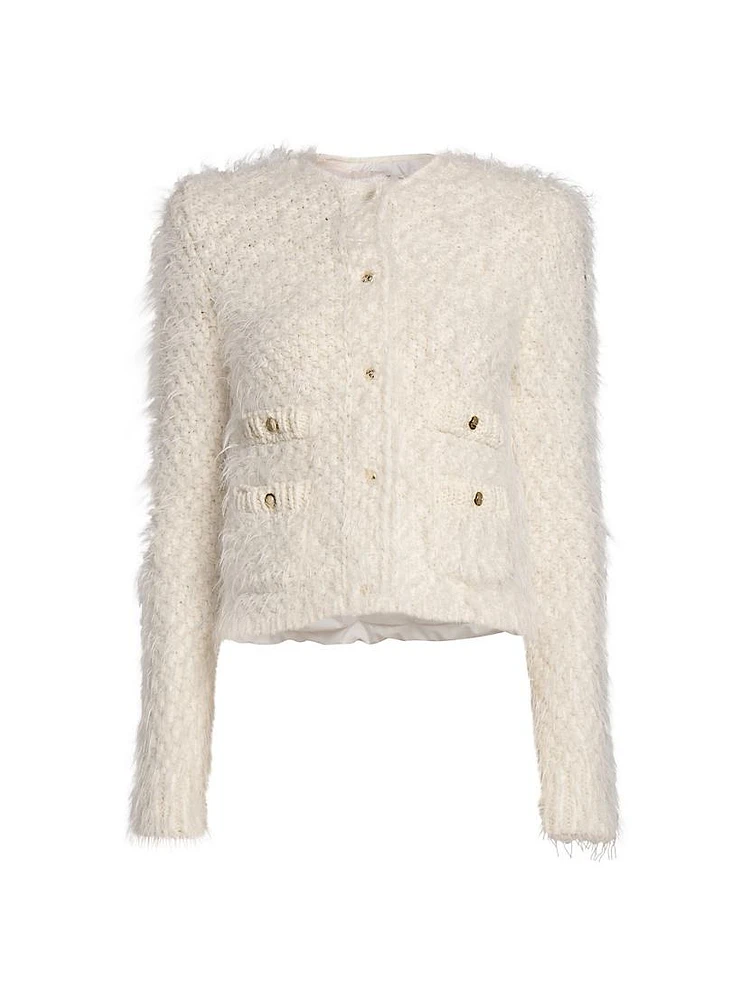 Lurex Wool Blended Down Cardigan