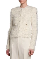 Lurex Wool Blended Down Cardigan