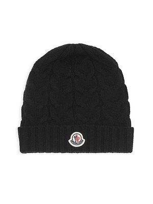 Kid's Logo Patch Cable Knit Beanie