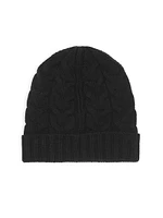 Kid's Logo Patch Cable Knit Beanie