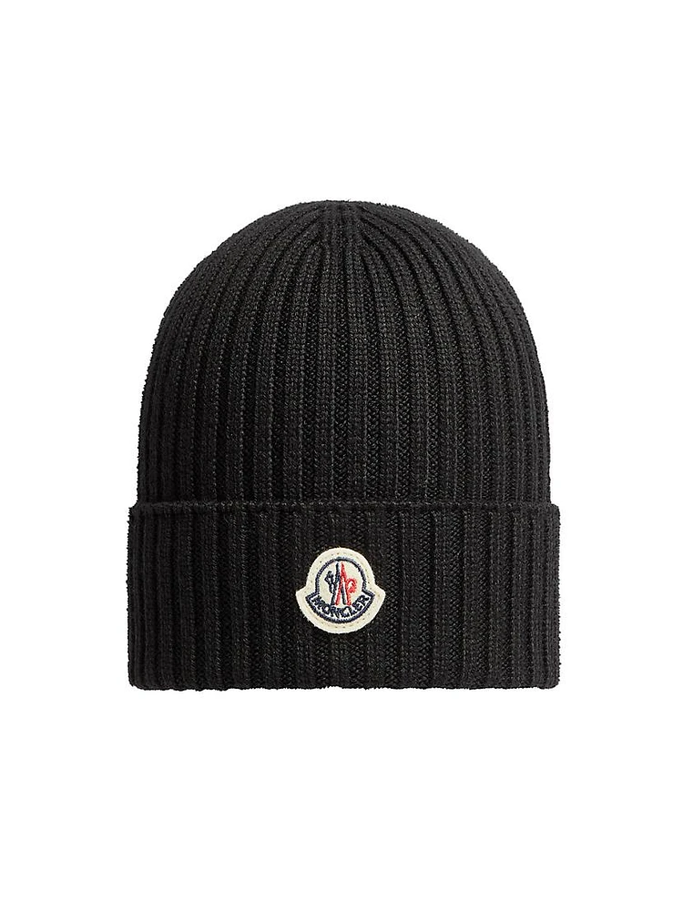 Kid's Logo Patch Wool Ribbed Beanie