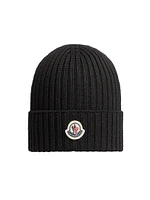 Kid's Logo Patch Wool Ribbed Beanie