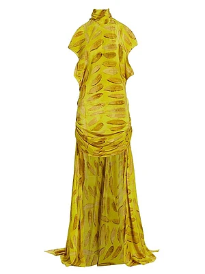 Alta Silk Draped High-Low Gown